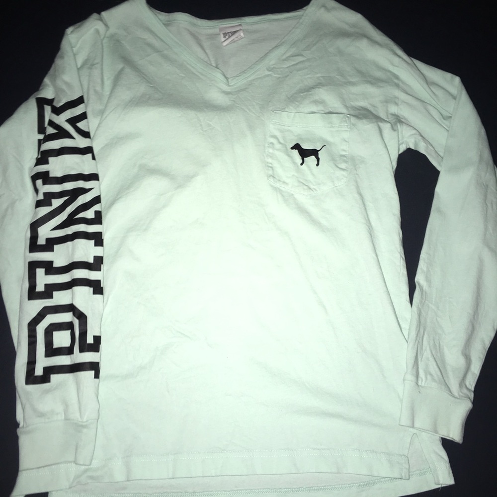 Teal Pink Victoria Secret long-sleeve t-shirt